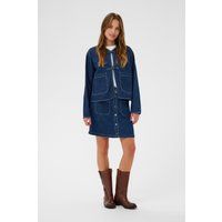 Kastige Denimjacke mit Knotenverschlüssen
