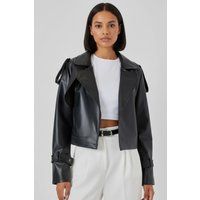 Verkürzte Bikerjacke aus Kunstleder