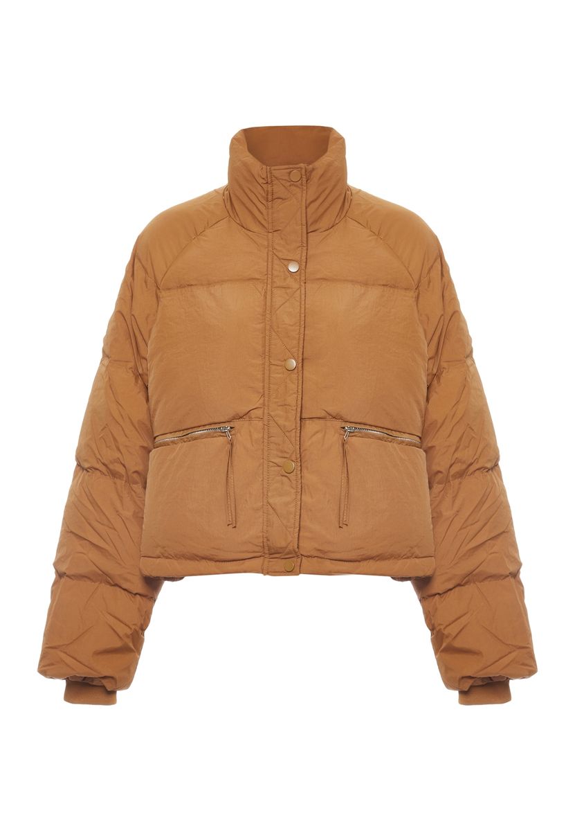 Verkürzte Pufferjacke mit Stehkragen