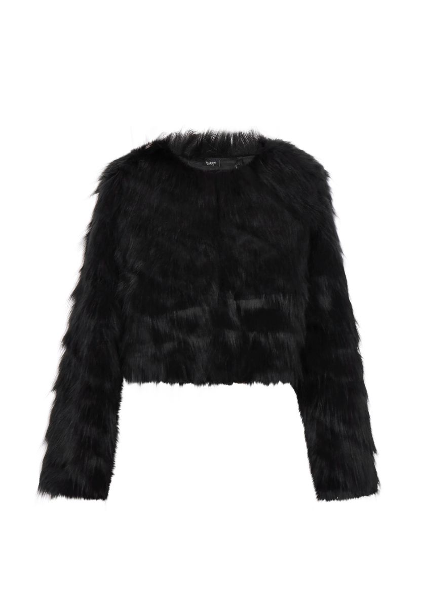 Kurze Strukturierte Webpelzjacke