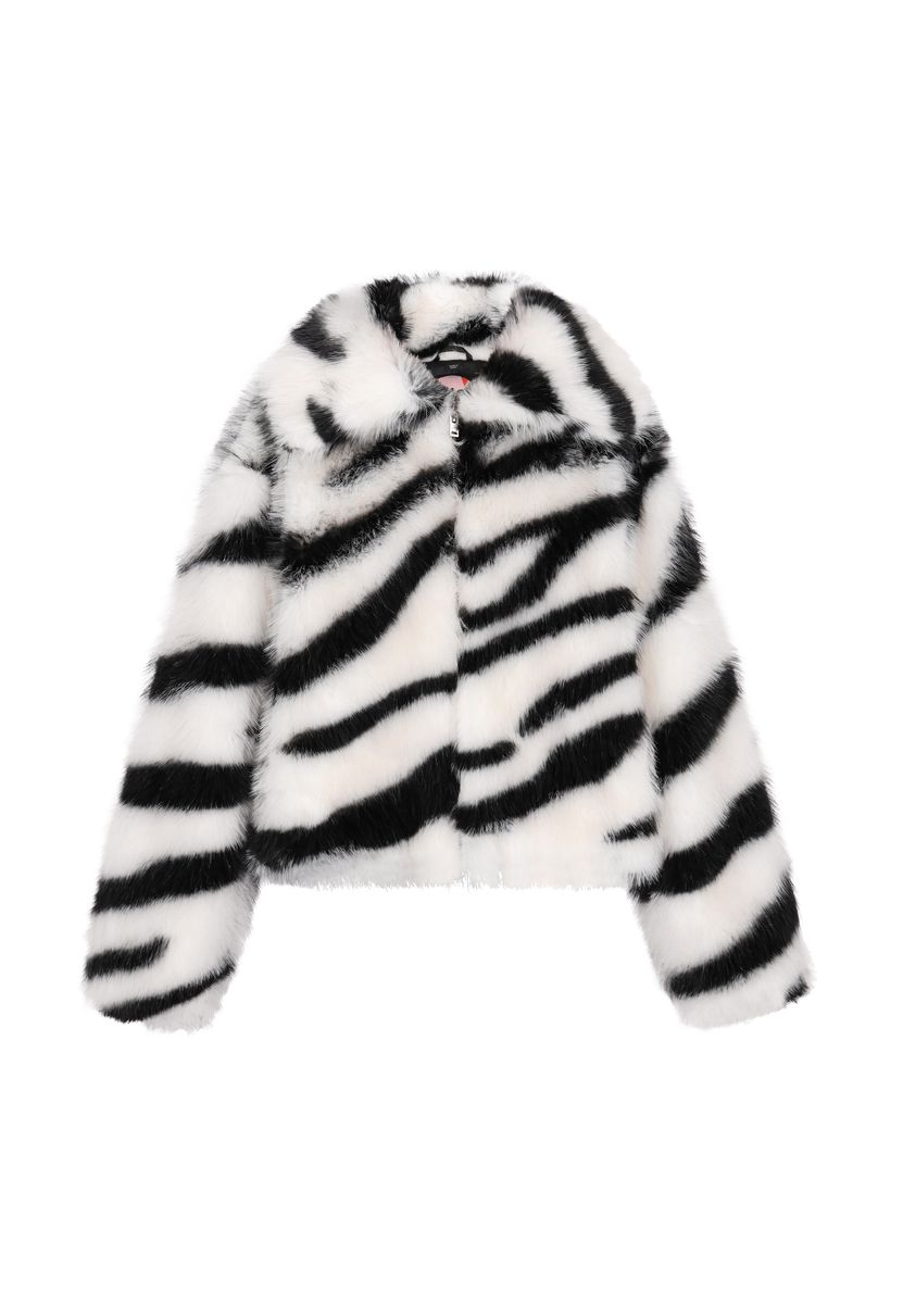 Webpelzjacke mit Zebramuster