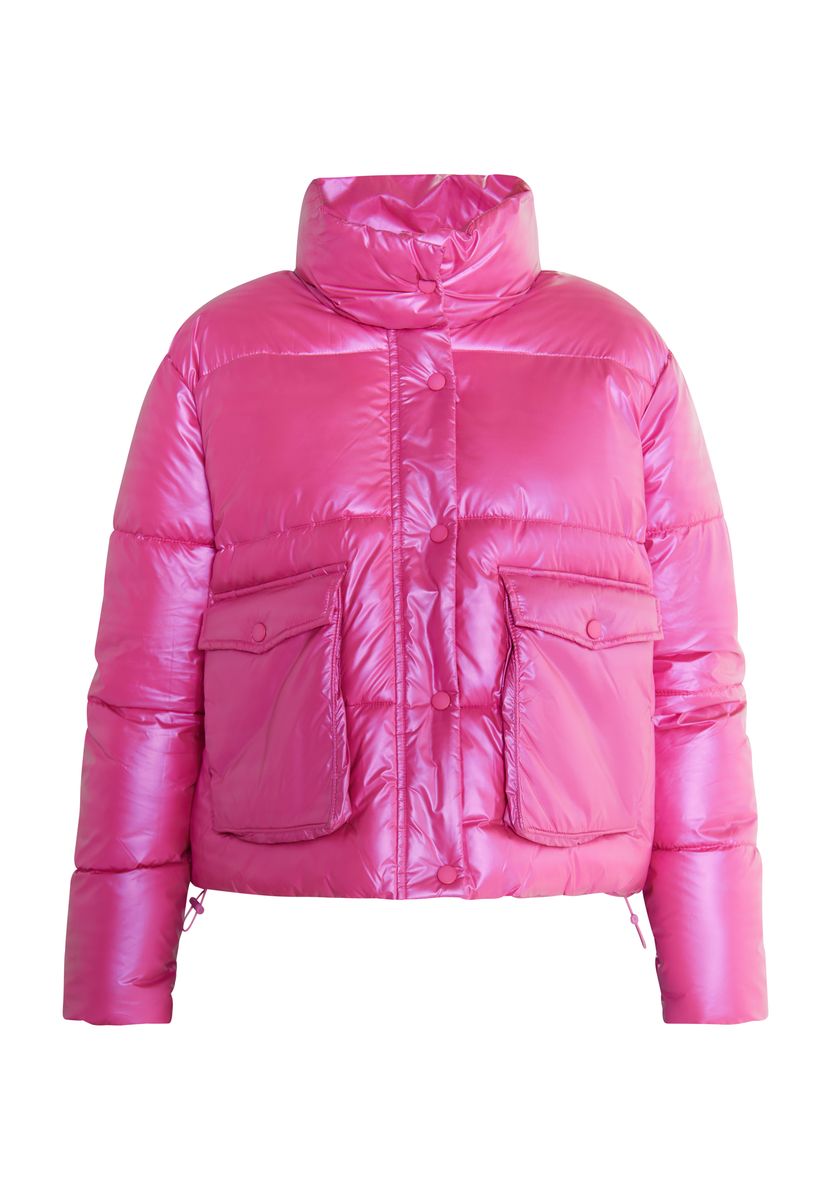 Schimmernde Steppjacke mit Pattentaschen