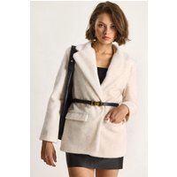 Plüsch-Blazer mit Gürtel