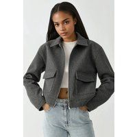 Texturierte Kurzjacke mit Reißverschluss