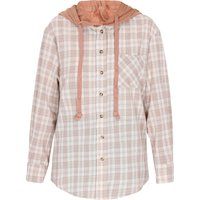 Kariertes Shacket mit Strickkapuze