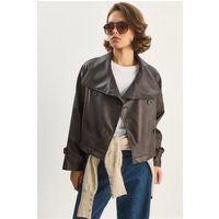 Oversized Kunstlederjacke im Cropped-Stil