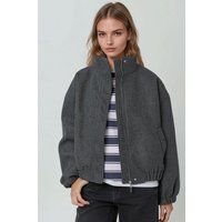 Oversized strukturierte Jacke mit Stehkragen
