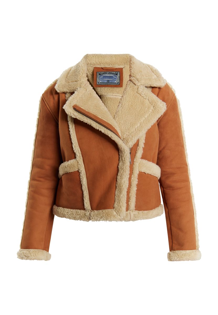 Bikerjacke mit Shearling-Besatz