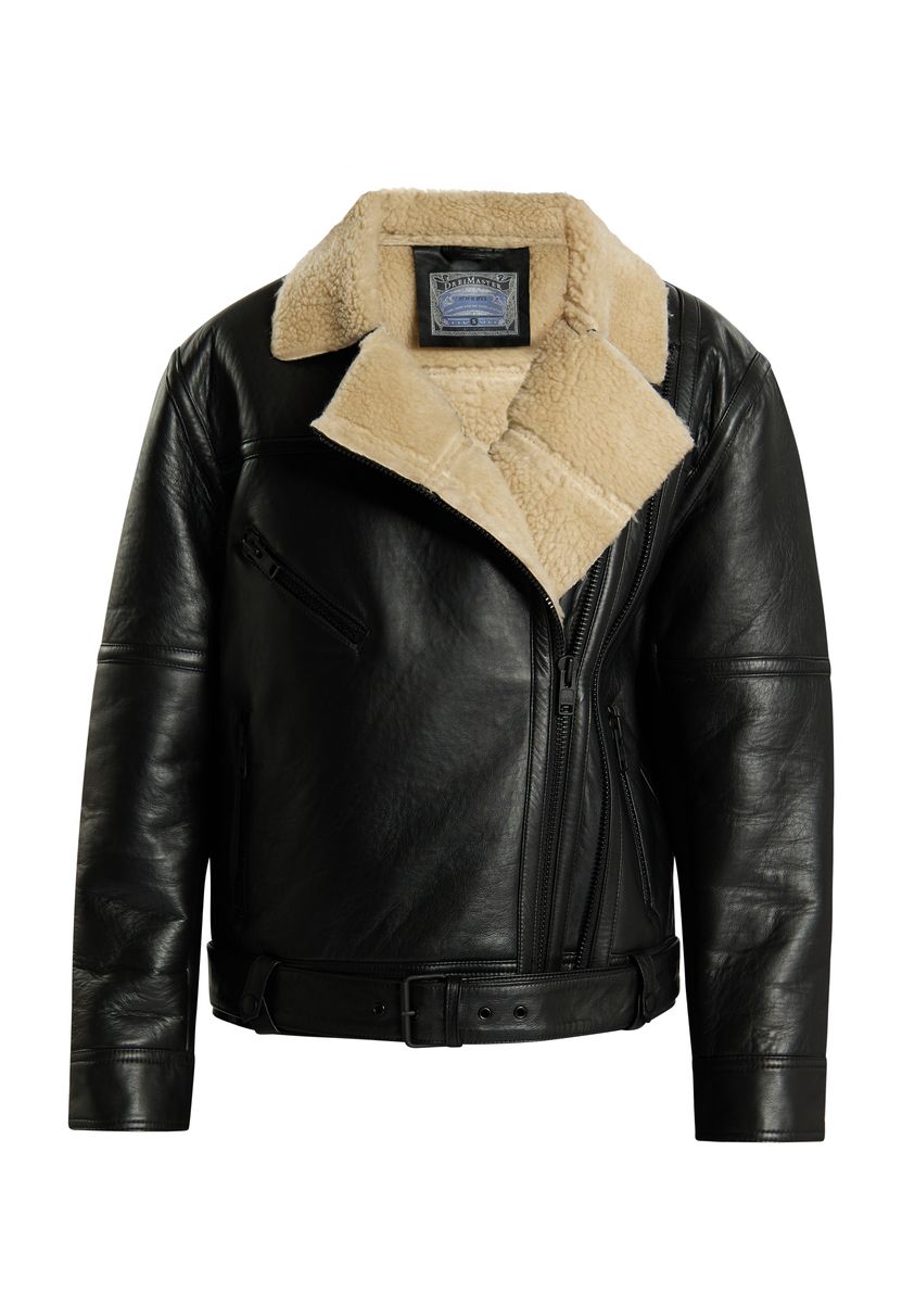 Lederjacke im Pilotenstil mit Lammfell
