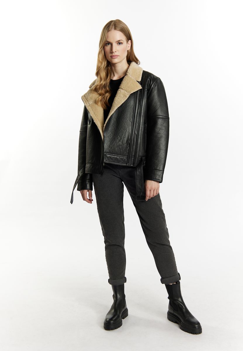 Lederjacke im Pilotenstil mit Lammfell