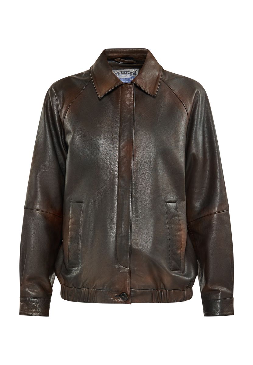 Oversize Vintage Lederjacke im Bomber-Stil