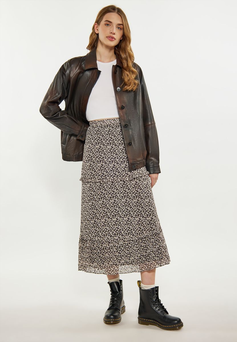 Oversize Vintage Lederjacke im Bomber-Stil