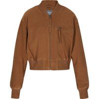 Suede-Bomberjacke mit Rippstrick-Details