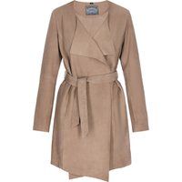 Suede-Jacke mit Wasserfallkragen und Gürtel