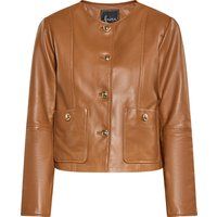 Kurze kragenlose Lammlederjacke