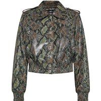 Kurze Lederjacke mit Schlangenmuster