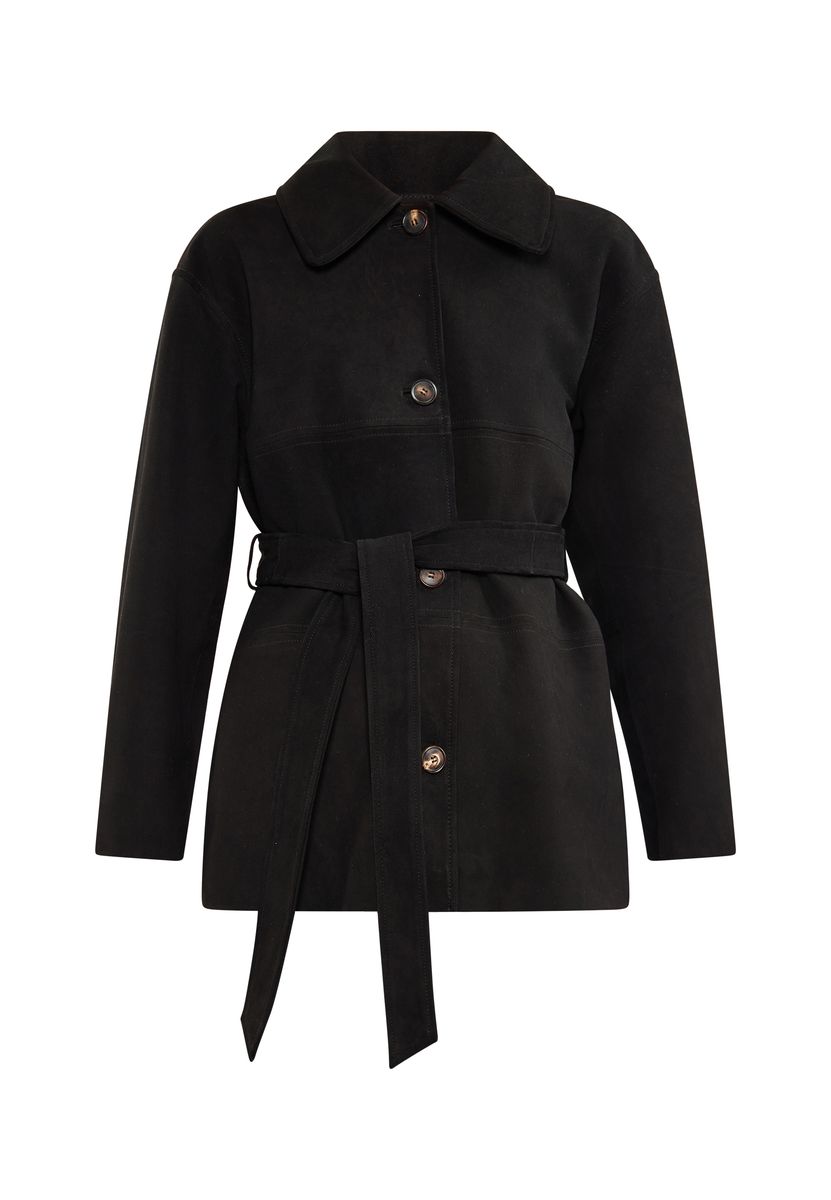 Klassische Wildlederjacke mit Gürtel