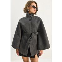 Strukturierter Poncho mit Stehkragen
