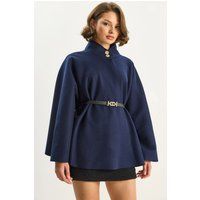 Strukturierte Cape-Jacke mit Gürtel
