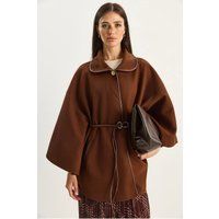 Strukturierter Oversized Wollmisch-Cape-Mantel