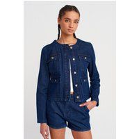 Kragenlose Utility-Jeansjacke