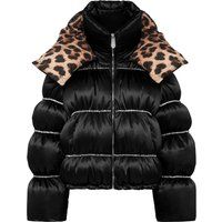 Wattierte Satinjacke mit Schmucksteinen