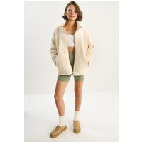 Übergroße Teddy-Fleecejacke mit Reißverschluss