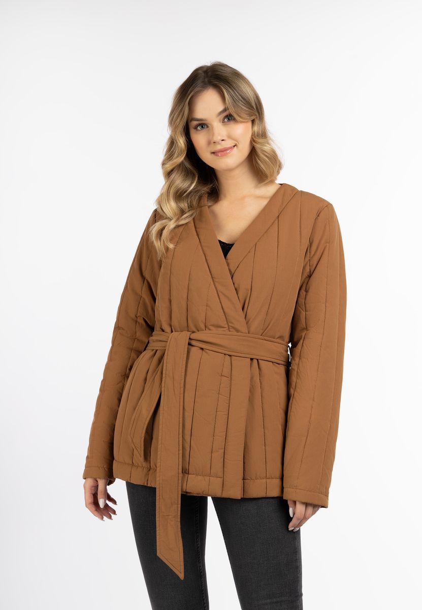 Gesteppte Kimonojacke mit Gürtel