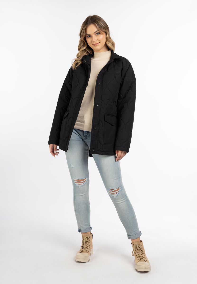 Gesteppte Baumwoll-Hemdjacke mit Gürtel