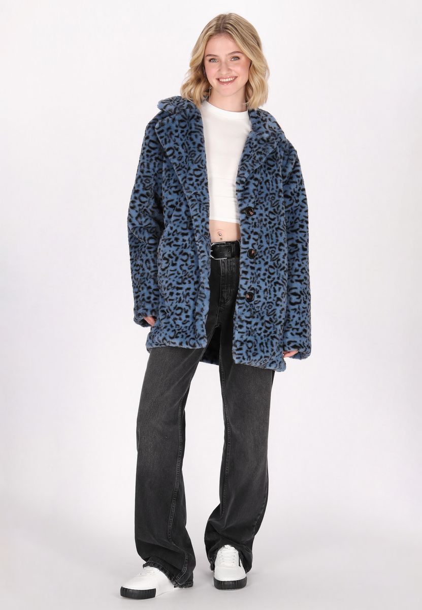 Statement-Webpelzmantel mit Leopardenmuster