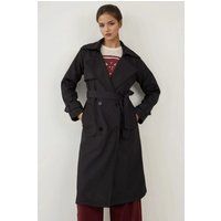 Zweireihiger langer Trenchcoat mit Gürtel