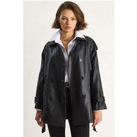 Doppelreihiger Kunstleder-Trenchcoat
