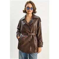 Doppelreihiger Trenchcoat aus Kunstleder