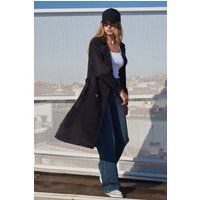 Eleganter zweireihiger langer Trenchcoat
