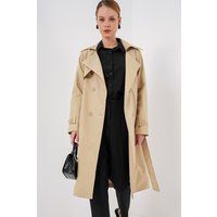Klassischer doppelreihiger langer Trenchcoat