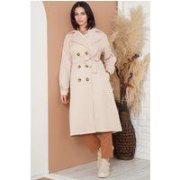 Klassischer zweireihiger langer Trenchcoat
