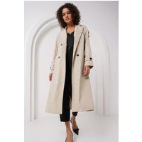 Zweireihiger Langer Trenchcoat mit Gürtel