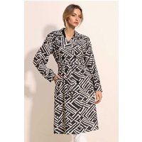 Zweireihiger Trenchcoat mit geometrischem Muster