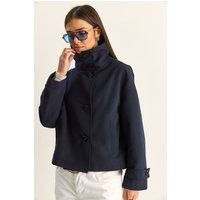 Kurzer Boxy-Trenchcoat mit Stehkragen