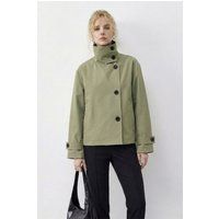Kurze Trenchcoat-Jacke mit Stehkragen