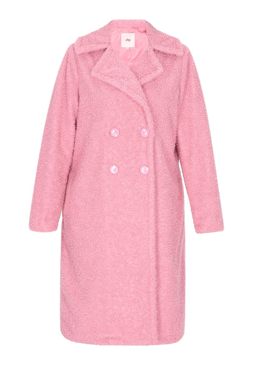 Zweireihiger Strukturierter Teddy-Mantel