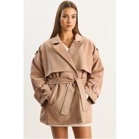 Oversize-Trenchcoat aus Wildlederimitat