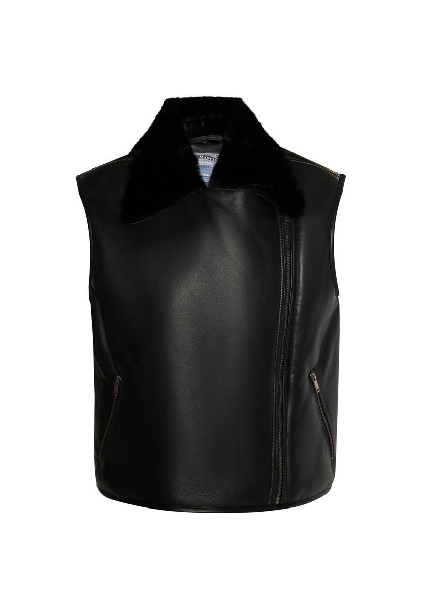 Lederweste im Biker-Stil mit Webpelz