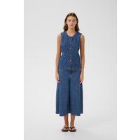 Gerade geschnittene Jeansweste mit Knopfleiste