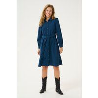 Cord-Hemdblusenkleid mit Gürtel in A-Linie