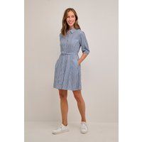 Gestreiftes Viskose-Hemdblusenkleid mit Gürtel
