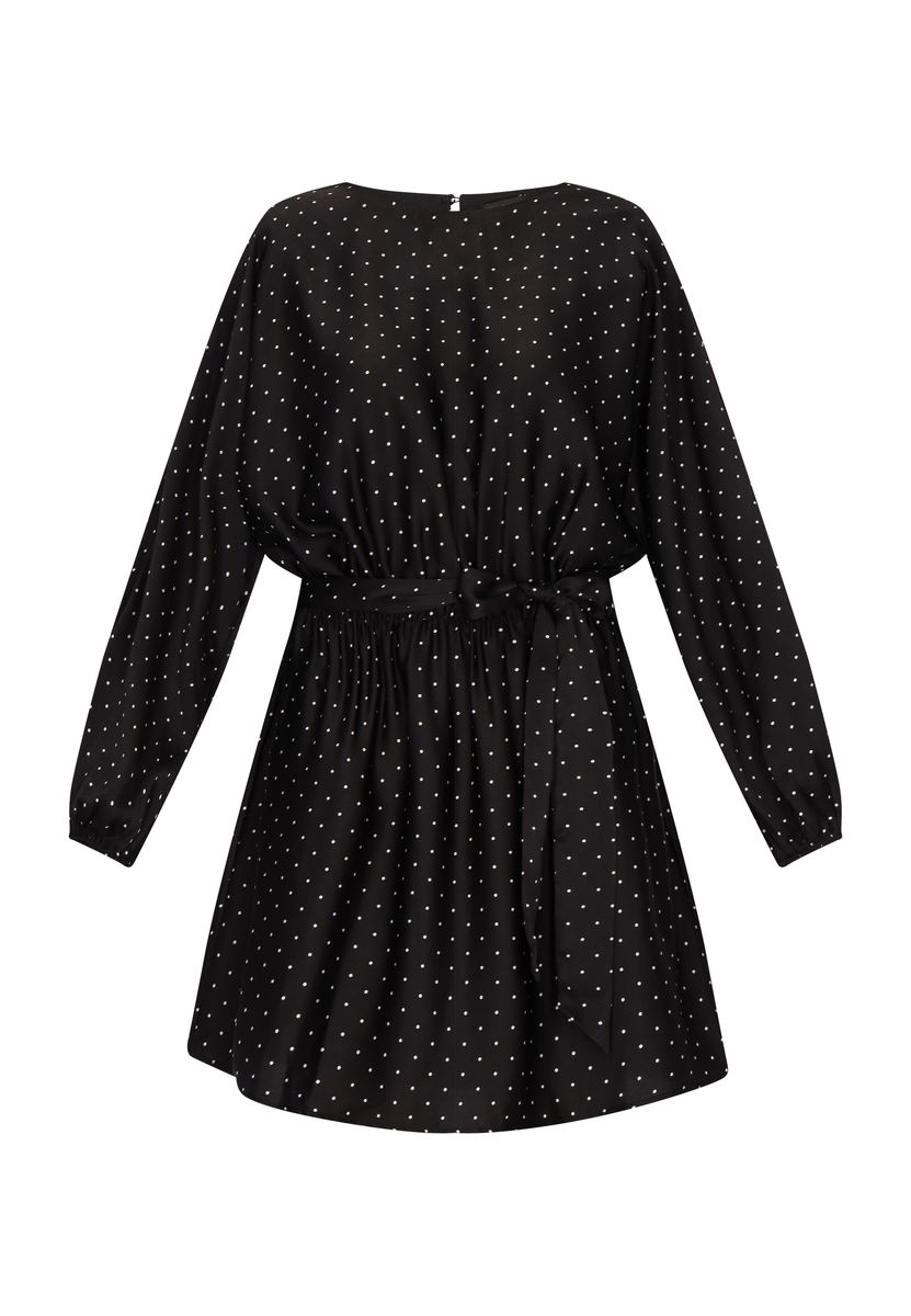 Gepunktetes Minikleid mit Bindegürtel