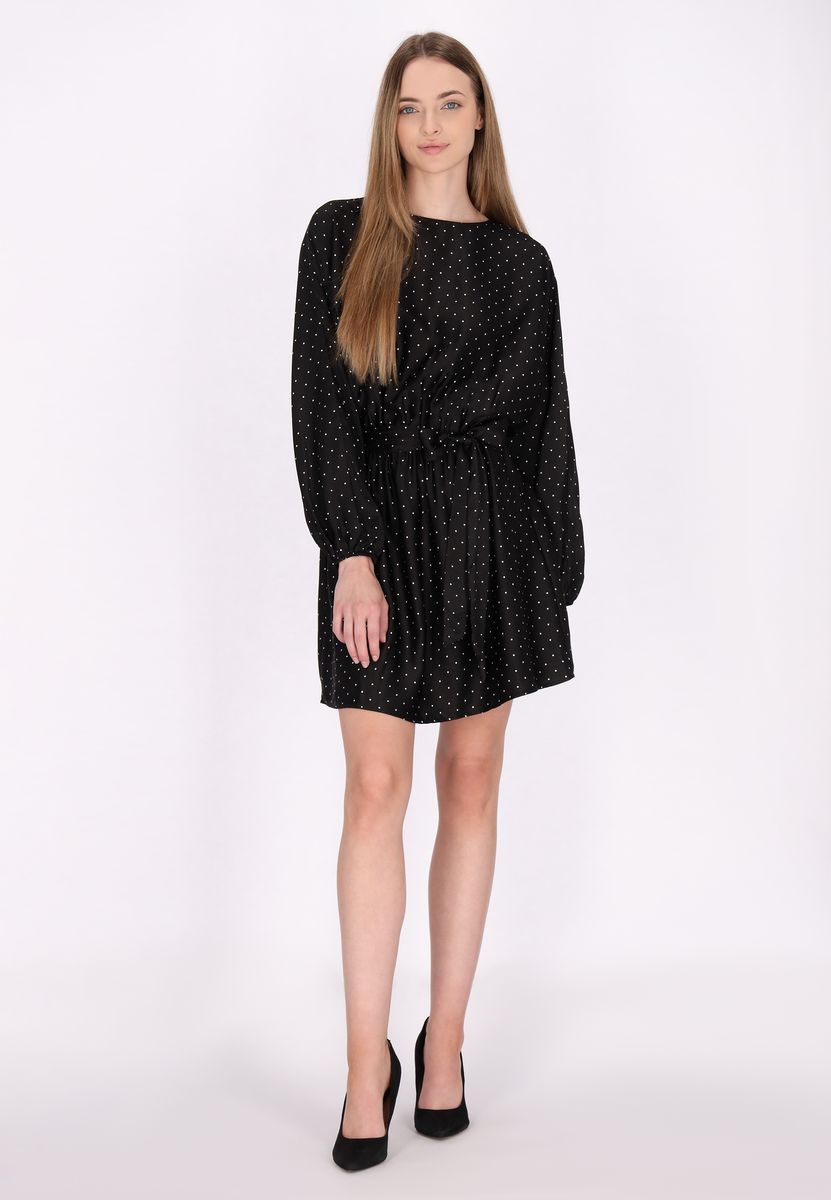 Gepunktetes Minikleid mit Bindegürtel