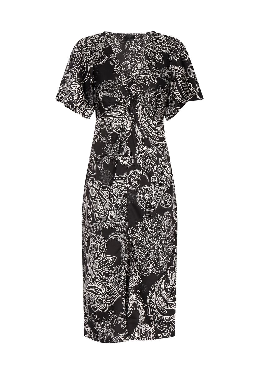 Paisley-Midikleid mit Knotendetail