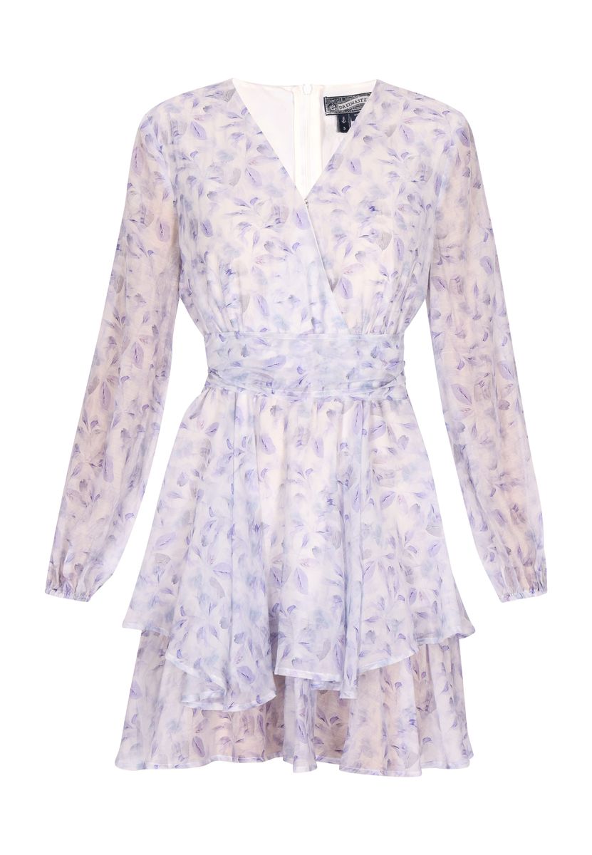 Fließendes Chiffon-Minikleid mit Blumenmuster